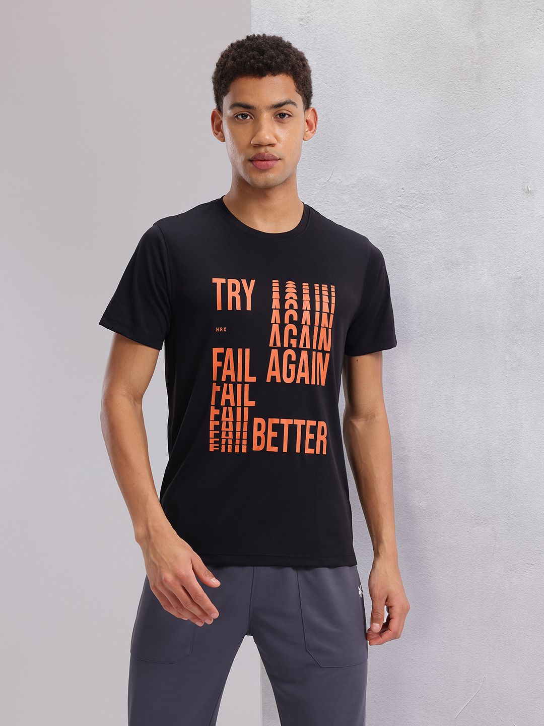 HRX by Hrithik Roshan Typography Print Rapid-Dry Training T-shirt