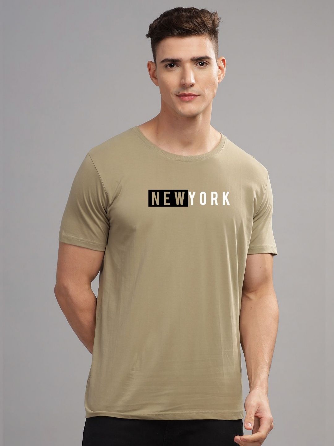 ADRO Men Typography Printed Applique T-shirt