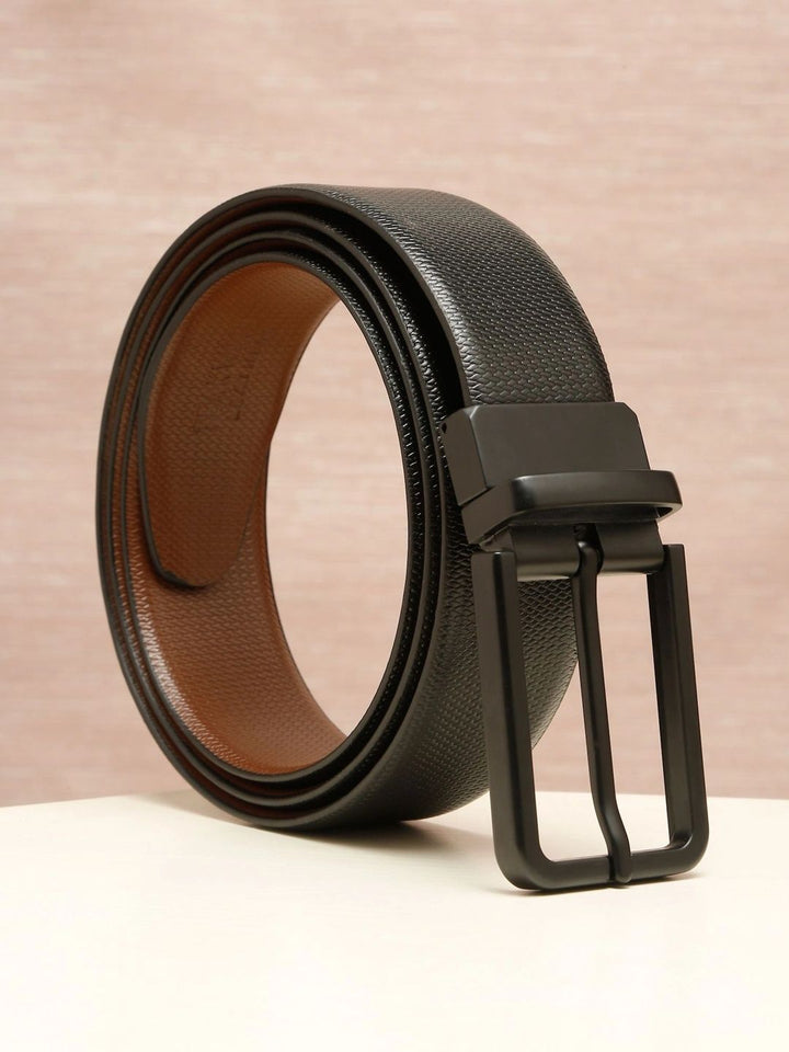 Teakwood Leathers Men Textured Leather Reversible Belt