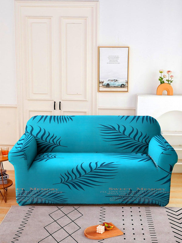 Cortina Turquoise Blue Quirky Printed Double-Seater Sofa Cover
