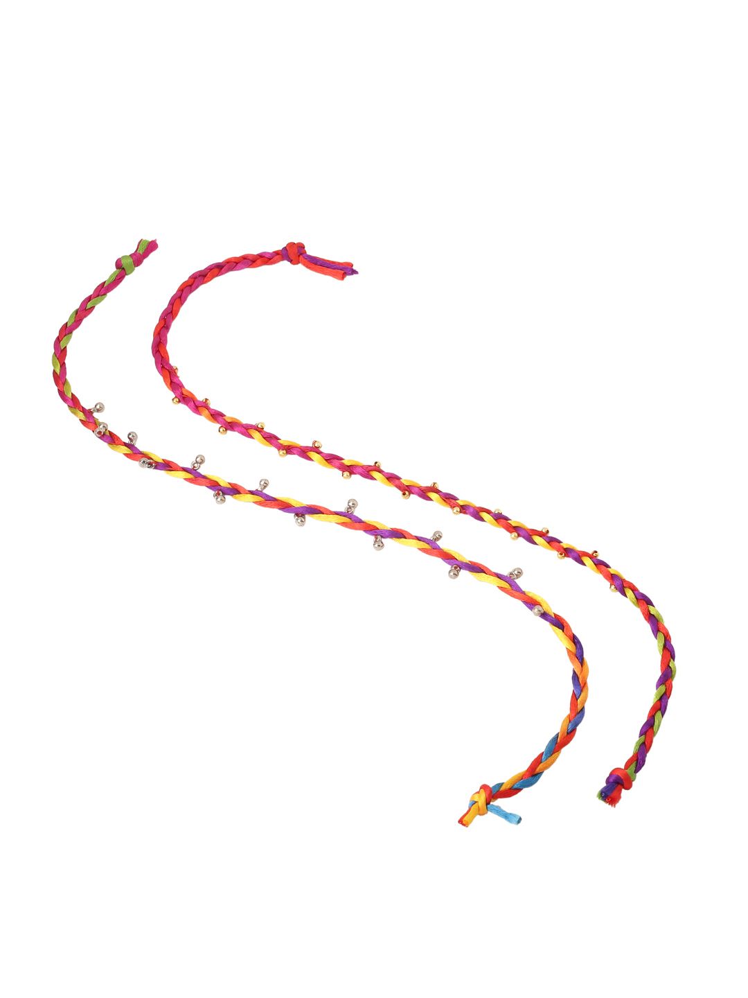 NVR Unisex Multicolor Artificial Beads Thread Rakhi with Roli Chawal Chandan Mishri