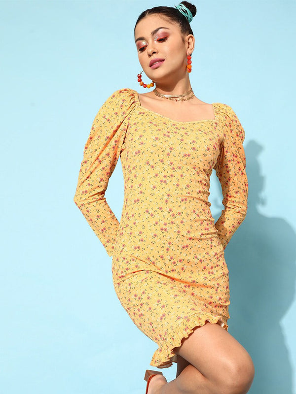 STREET 9 Women Yellow Floral Dress