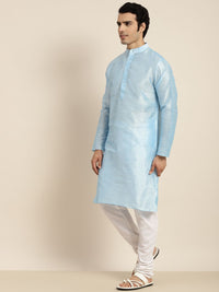 Anug by SOJANYA Men Blue Band Collar Kurta