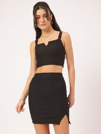 DressBerry Chic Rebellion Crop Top with Mini Skirt Co-Ords