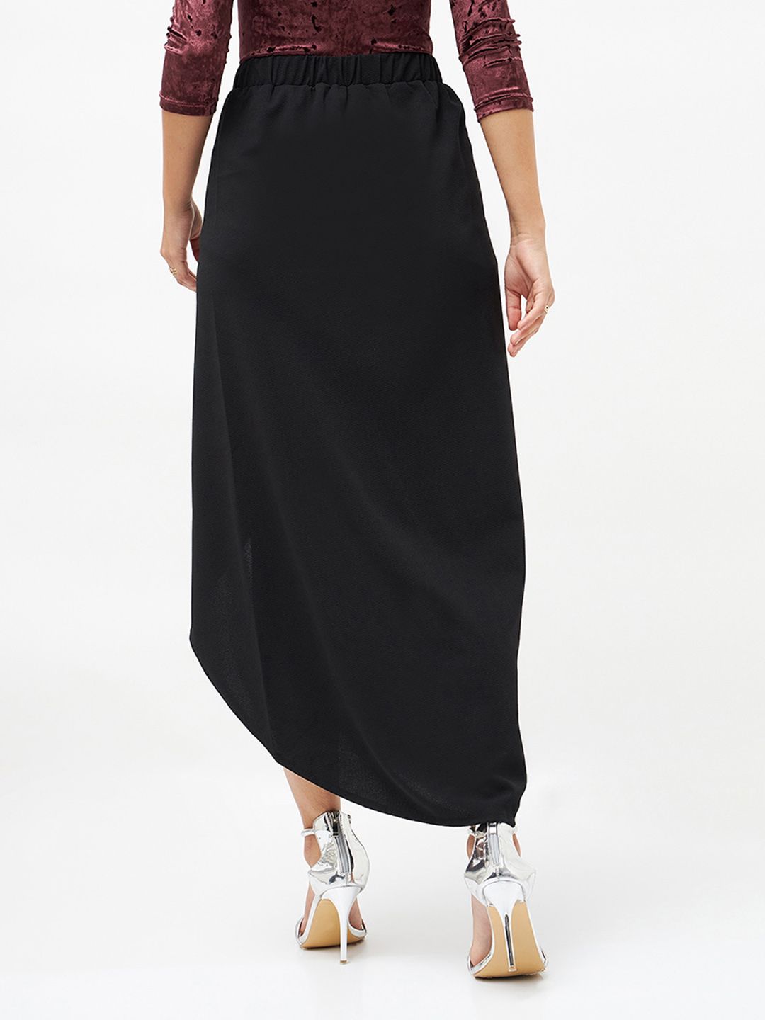 SASSAFRAS Black Midi Wrap Skirt