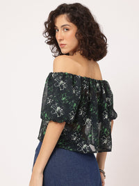 DressBerry Printed Sheer Slay Bardot Top