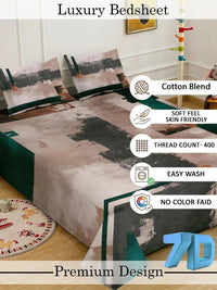 Moda Rapido X KLOTTHE Brown & Grey Geometric 400 TC King Bedsheet with 2 Pillow Covers