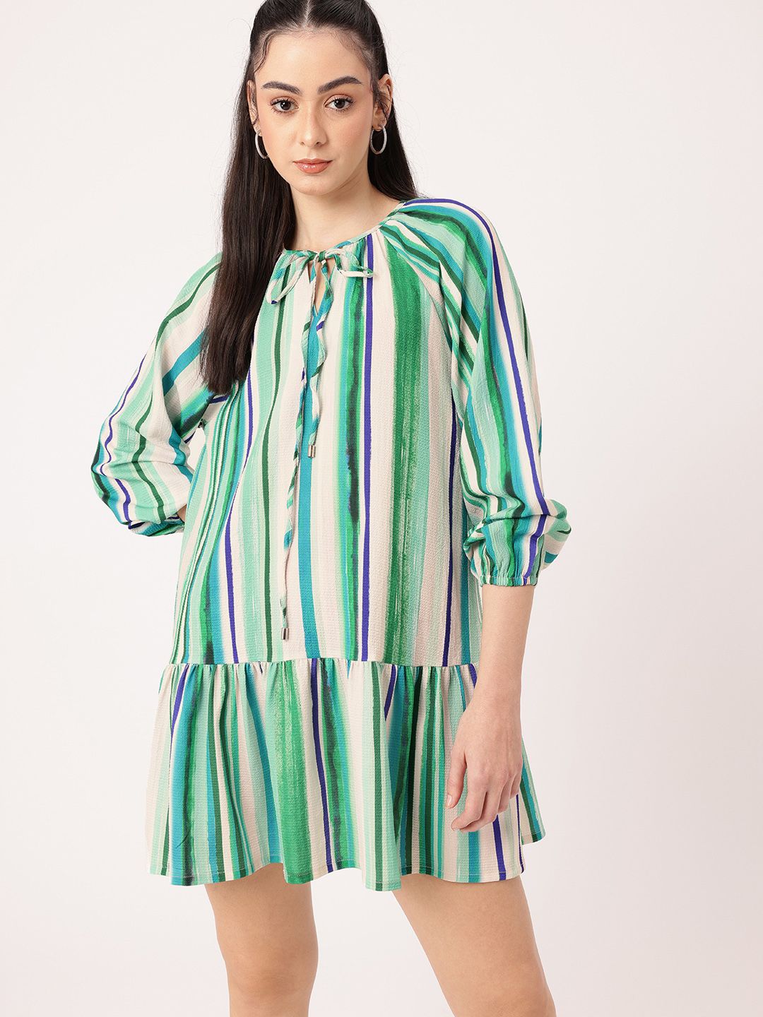 DressBerry Feminine Flair Sweet Striped A-Line Mini Dress