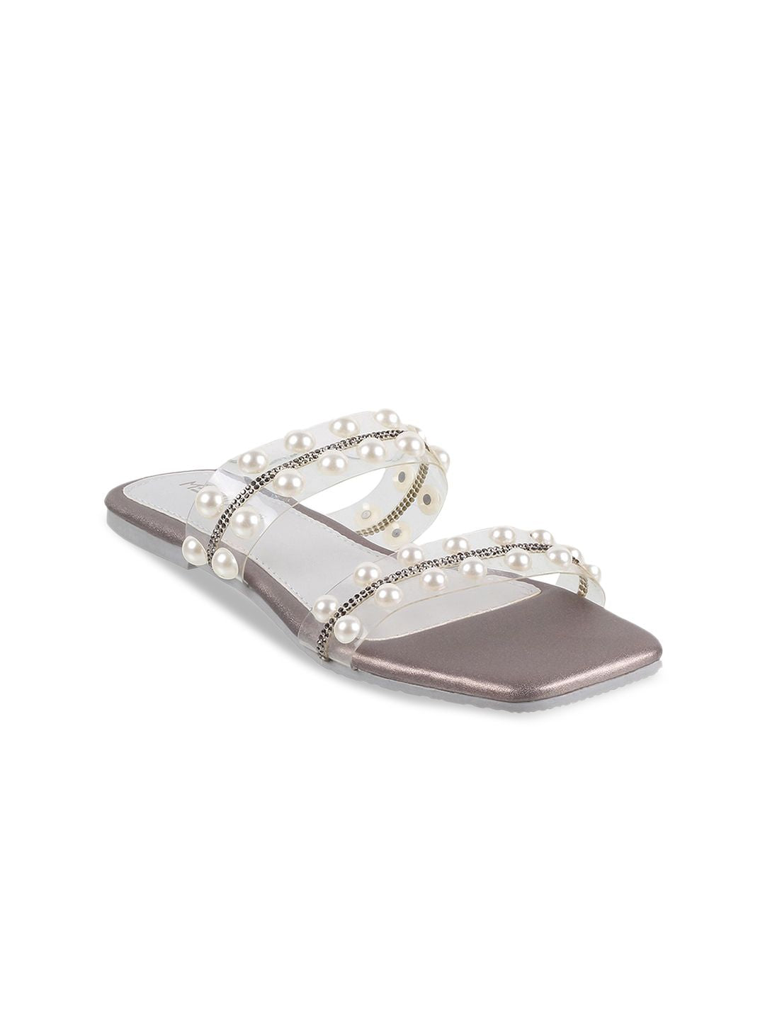 Metro Women Embellished Open Toe Flats
