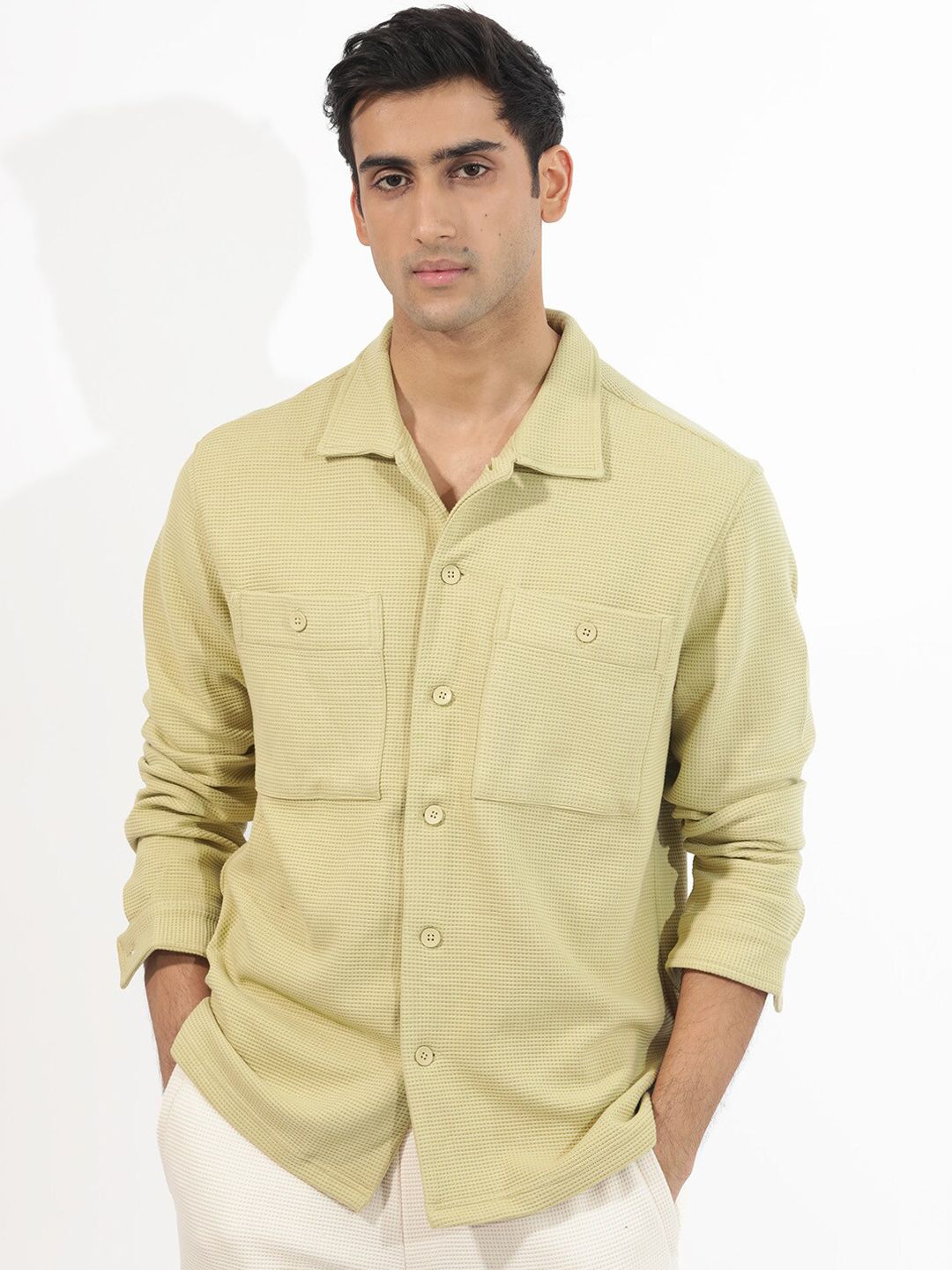 RARE RABBIT Men Elric Tailored Fit Textured Spread Collar Jacket