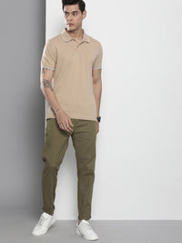 Garage CO Lelaki Olive Green Slim Fit Linen Campuran