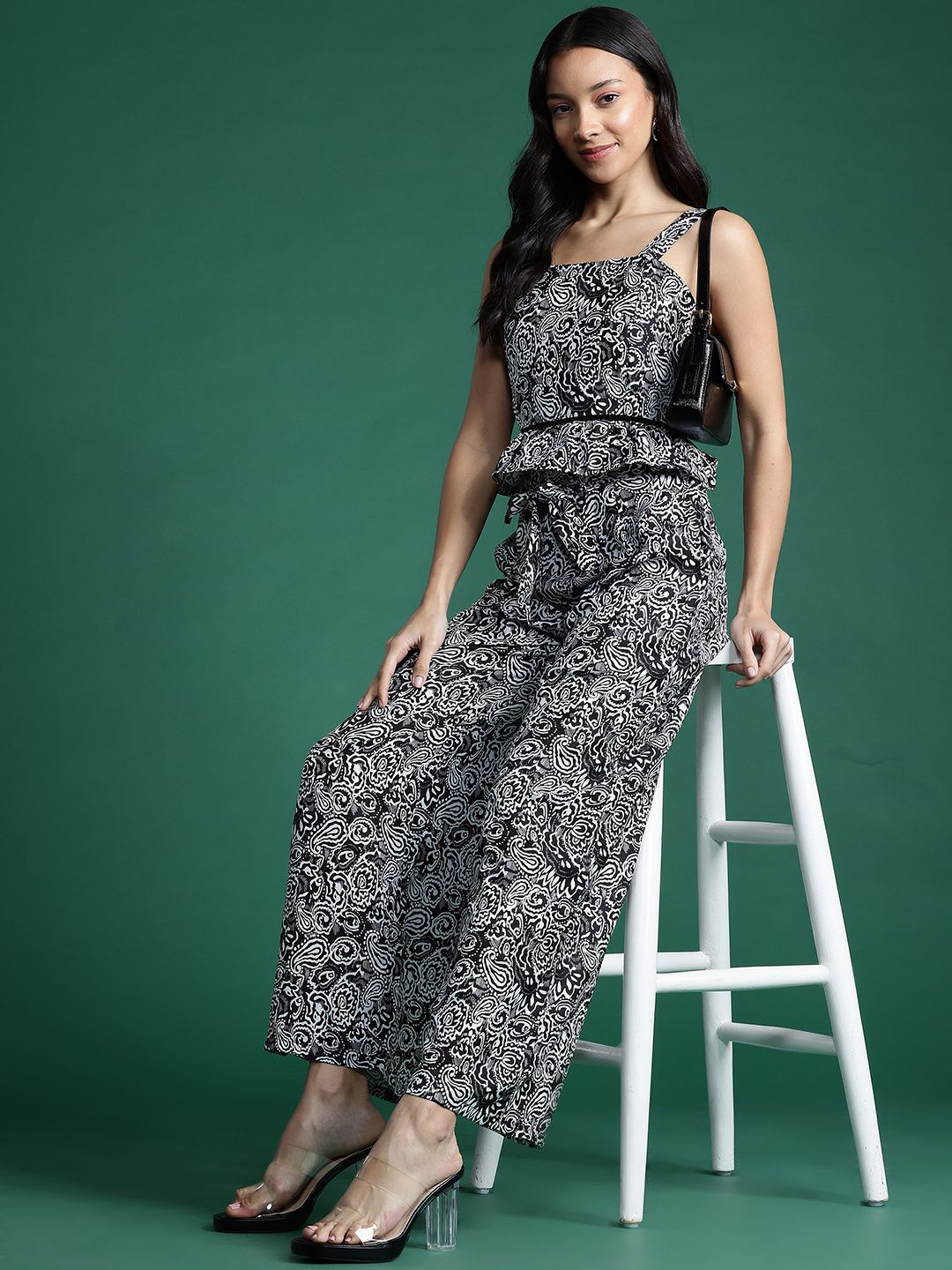 DressBerry Women Ethnic Motifs Printed Smocked Top with Trousers Co-Ord Set
