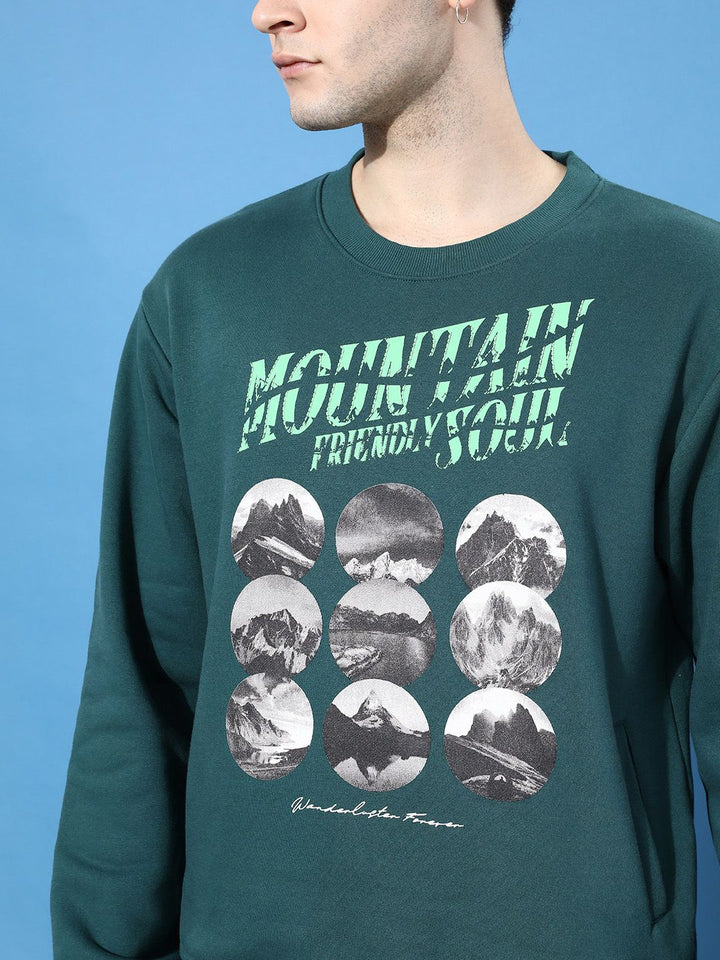 Difference of Opinion Men Printed Oversized Fleece Sweatshirt