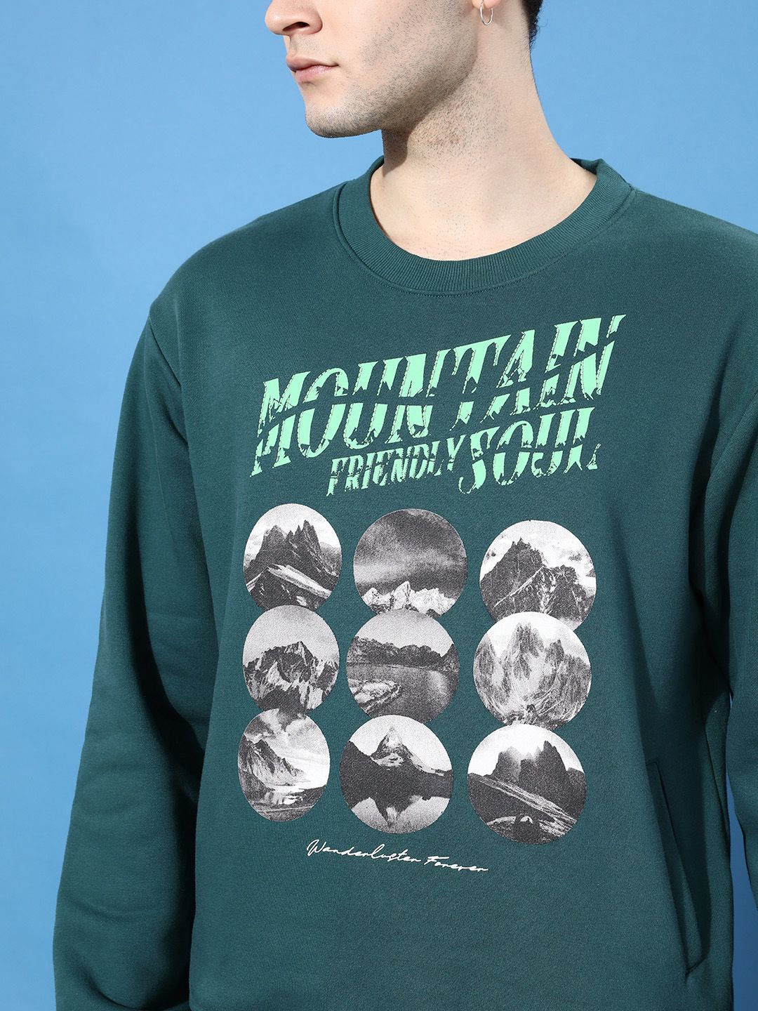 Difference of Opinion Men Printed Oversized Fleece Sweatshirt