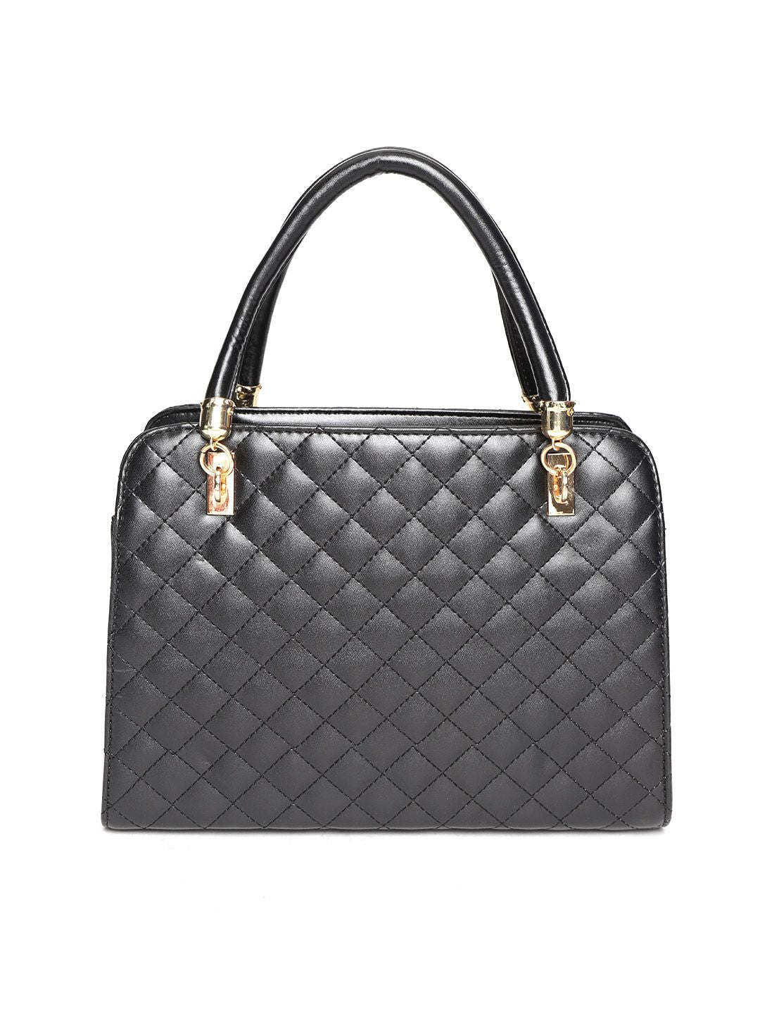 Lino Perros Black Quilted Solid Handheld Bag