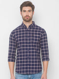 SPYKAR Men Blue Grid Tattersall Checks Checked Casual Shirt