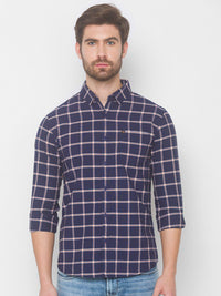 SPYKAR Men Blue Grid Tattersall Checks Checked Casual Shirt