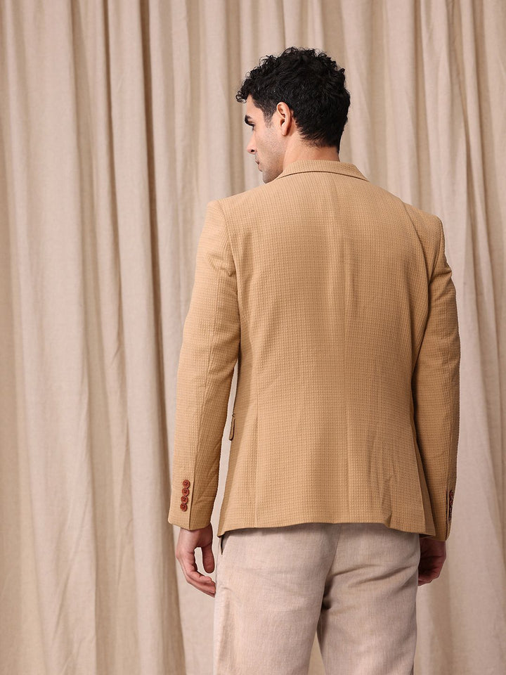 Encik Bowerbird Seersucker Reka Bentuk Diri Selfed Lapel Lapel Casual Blazer
