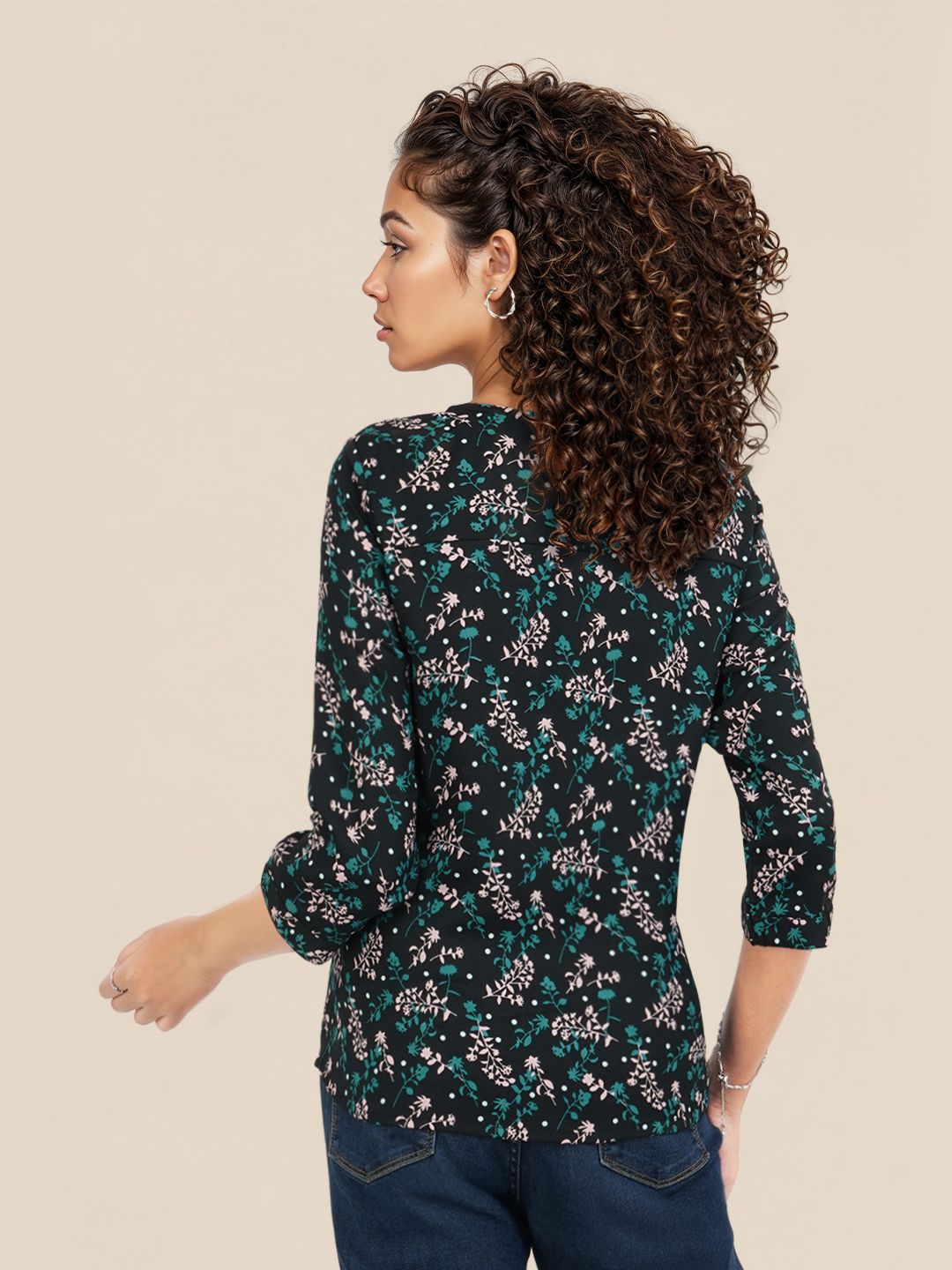 DressBerry Tropical Print A-Line Top