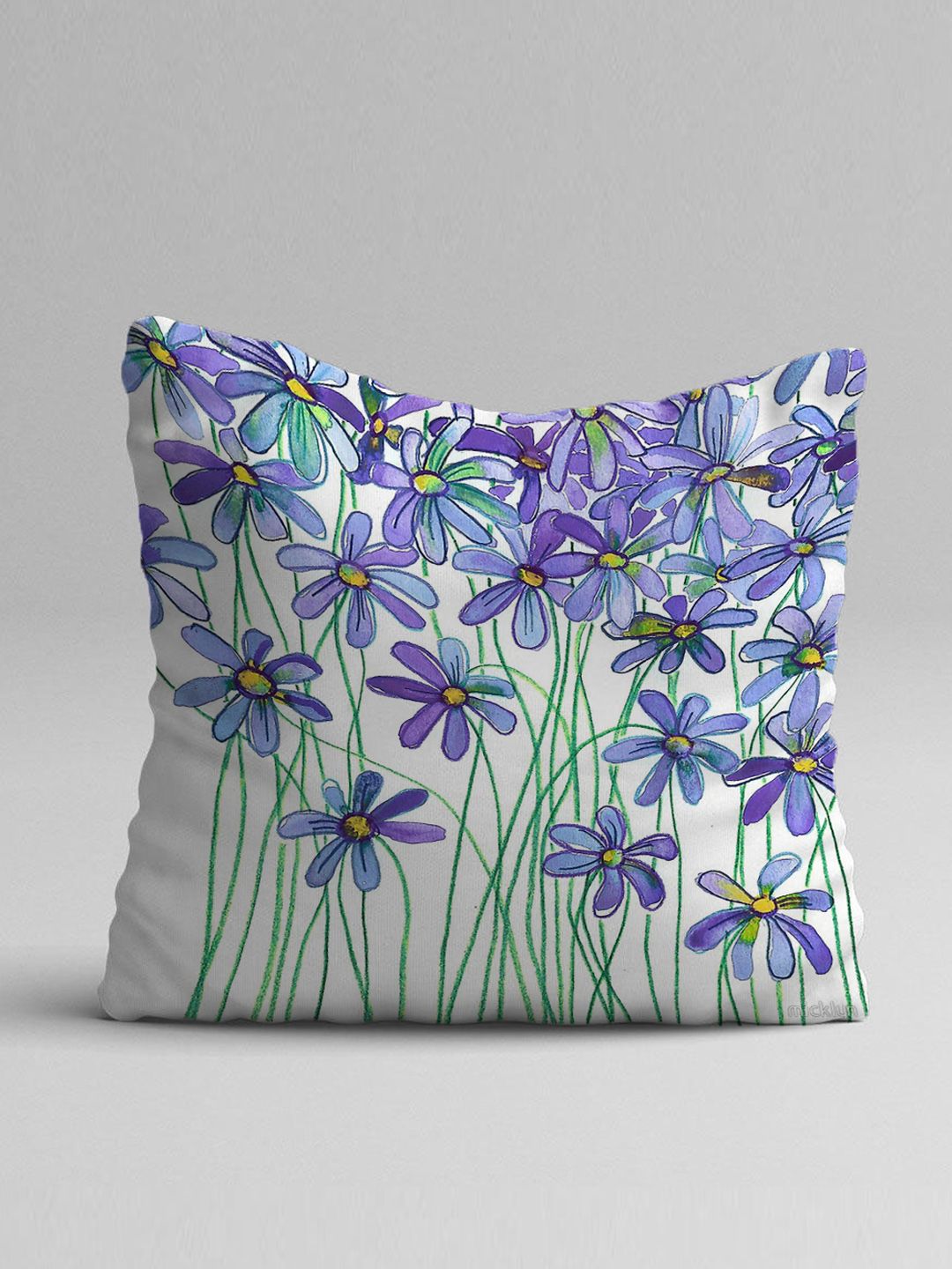 STITCHNEST Pack Of 5 Blue Floral Printed Square Cushion Cover