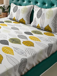 KLOTTHE Book Lipat Krim Kapas Bunga 300 TC Cadar King dengan 2 Sarung Bantal-98 x 89 inci