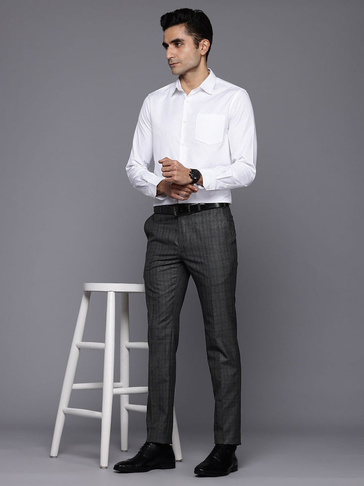 Raymond Men Checked Slim Fit Formal Trousers