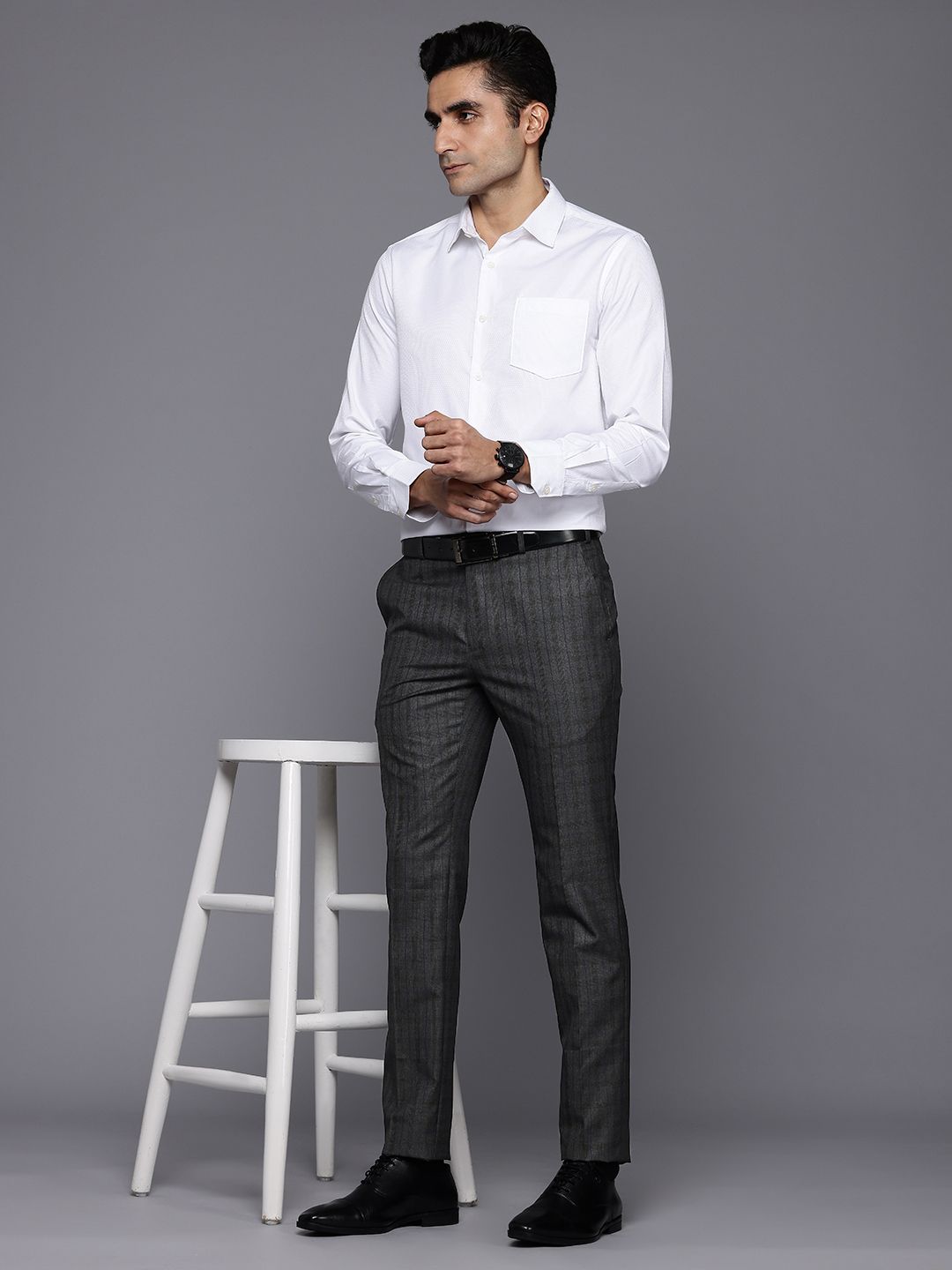 Raymond Men Checked Slim Fit Formal Trousers
