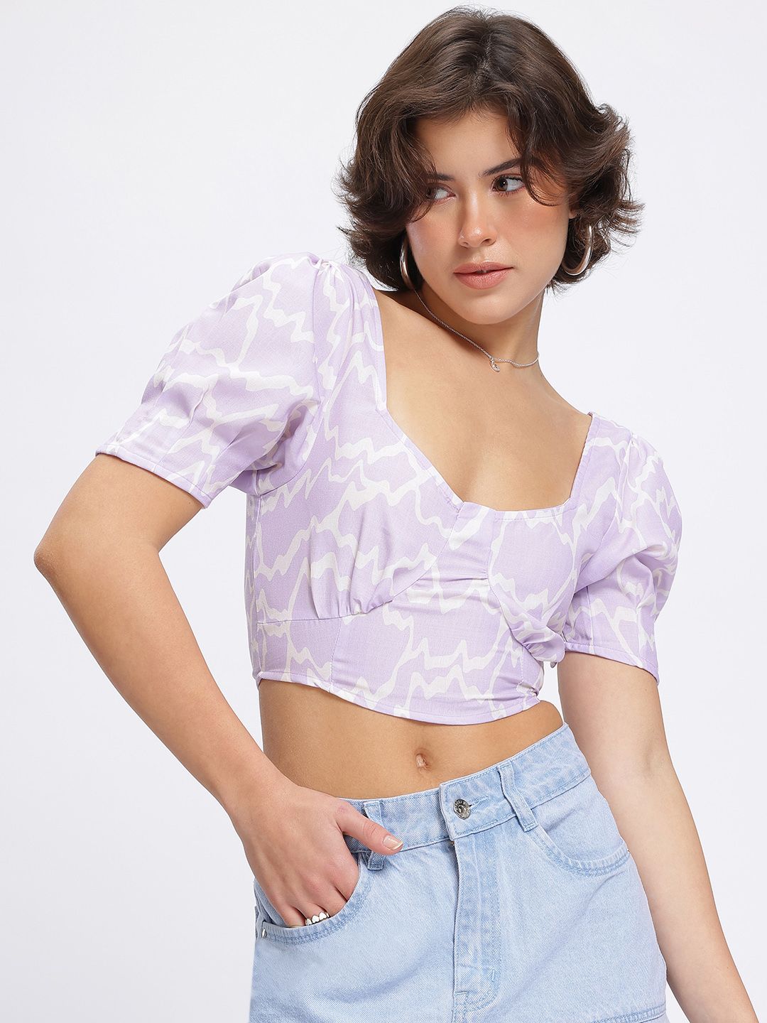 DressBerry Lavender Love Smocked Crop Top