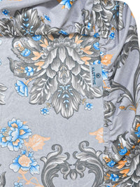 KLOTTHE Grey & Blue Floral Printed Dilengkapi 400 TC King Bedsheet Dengan 2 Sarung Bantal