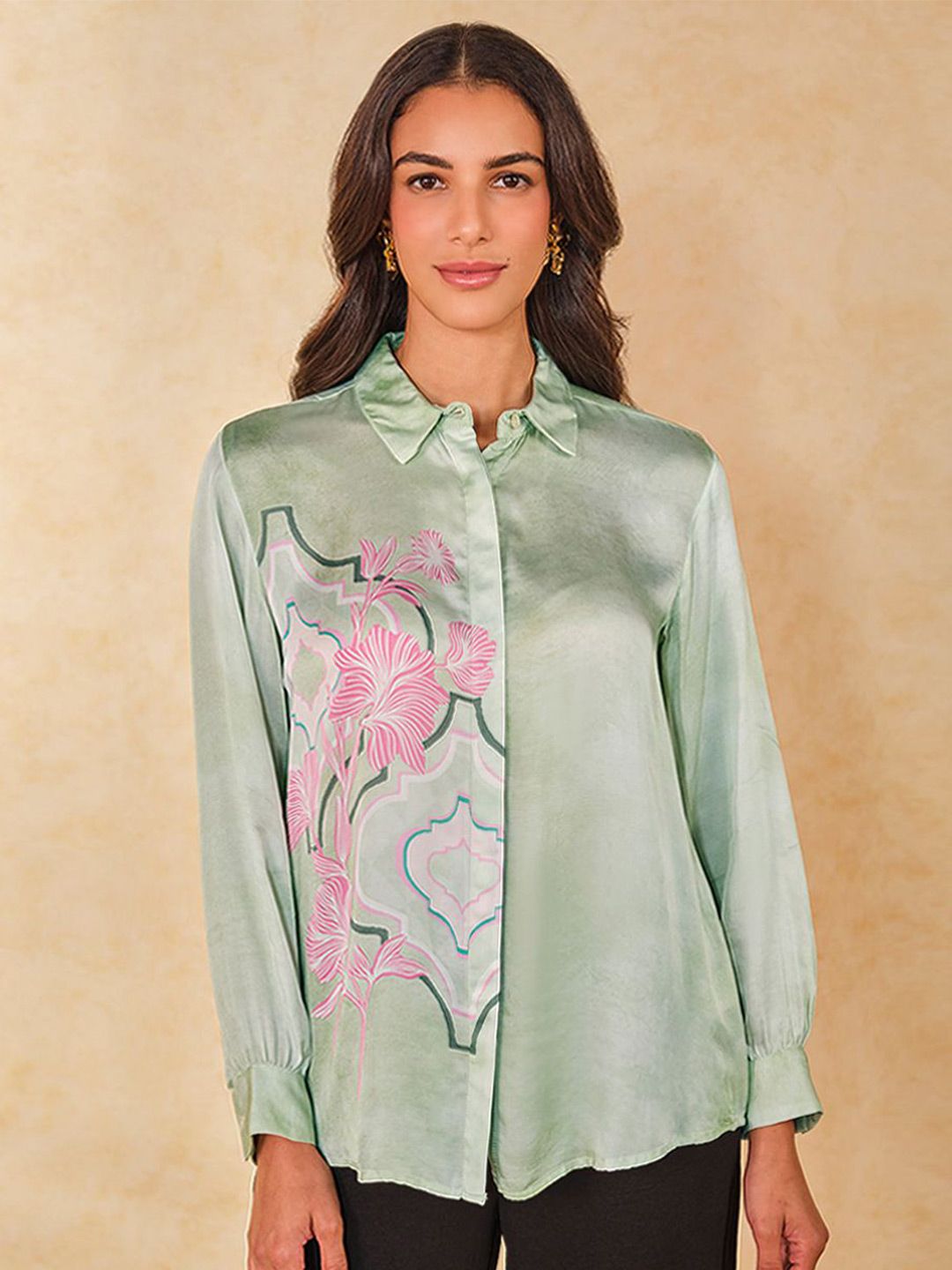 AND Floral Print Shirt Style Top