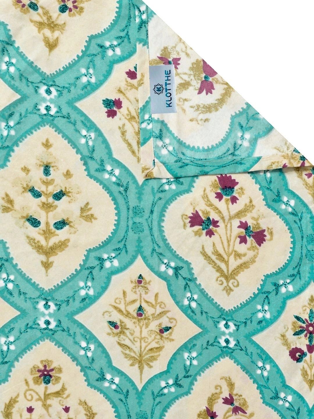 KLOTTHE Multicoloured & Yellow Floral 300 TC King Bedsheet with 2 Pillow Covers