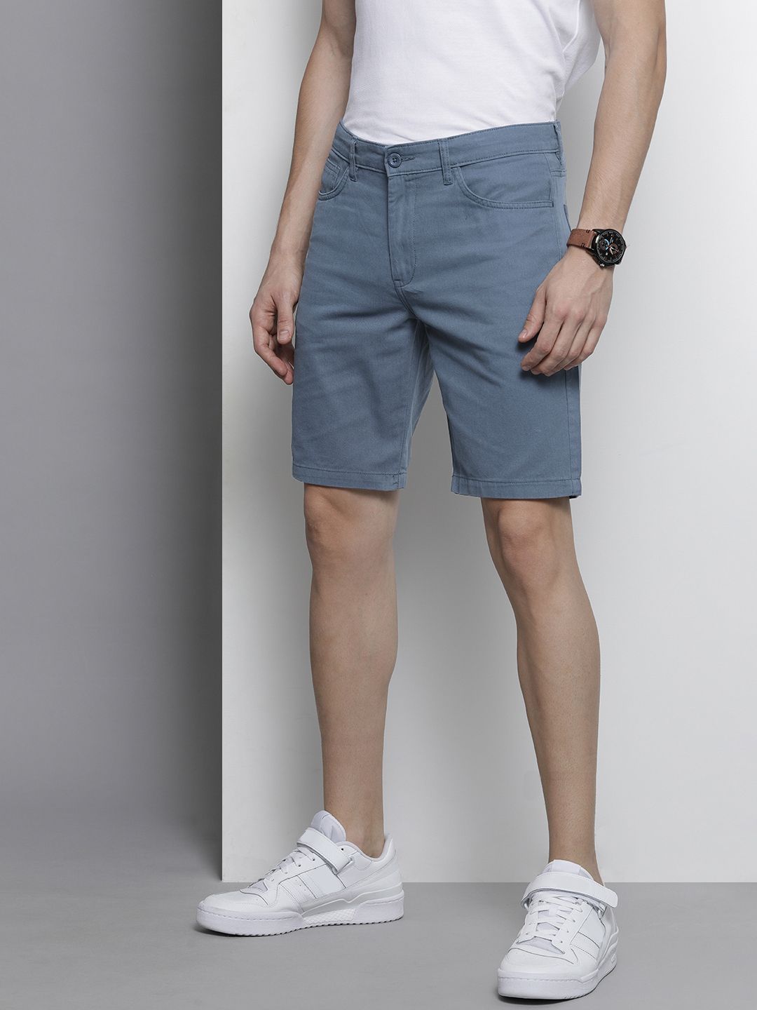 The Indian Garage Co Men Blue Slim Fit Chino Shorts