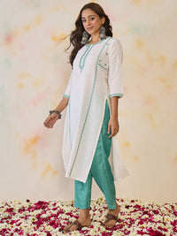 Indo Era Women Geometric Embroidered Thread Work Floral Kurta
