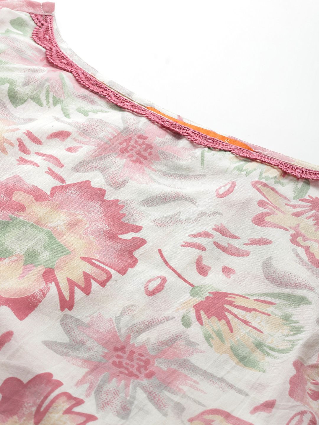 Indo Era Floral Printed Pure Cotton Kurta with Trousers