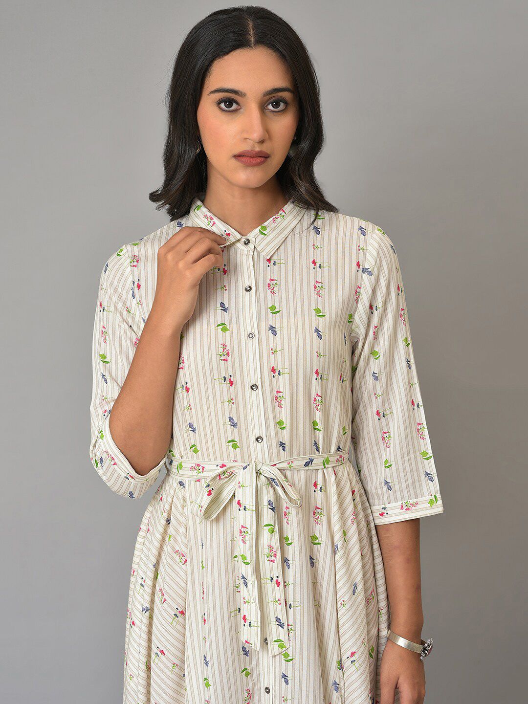 W Floral A-Line Midi Dress