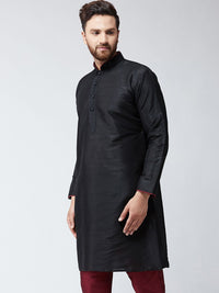 SOJANYA Men Black Solid Straight Kurta