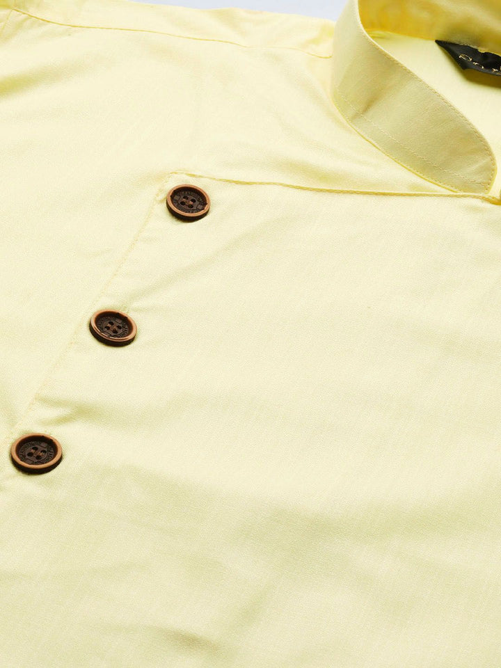 SOJANYA Men Yellow Solid Angrakha Straight Kurta