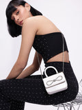 DressBerry Textured Miniature Satchel Bag With Embellished