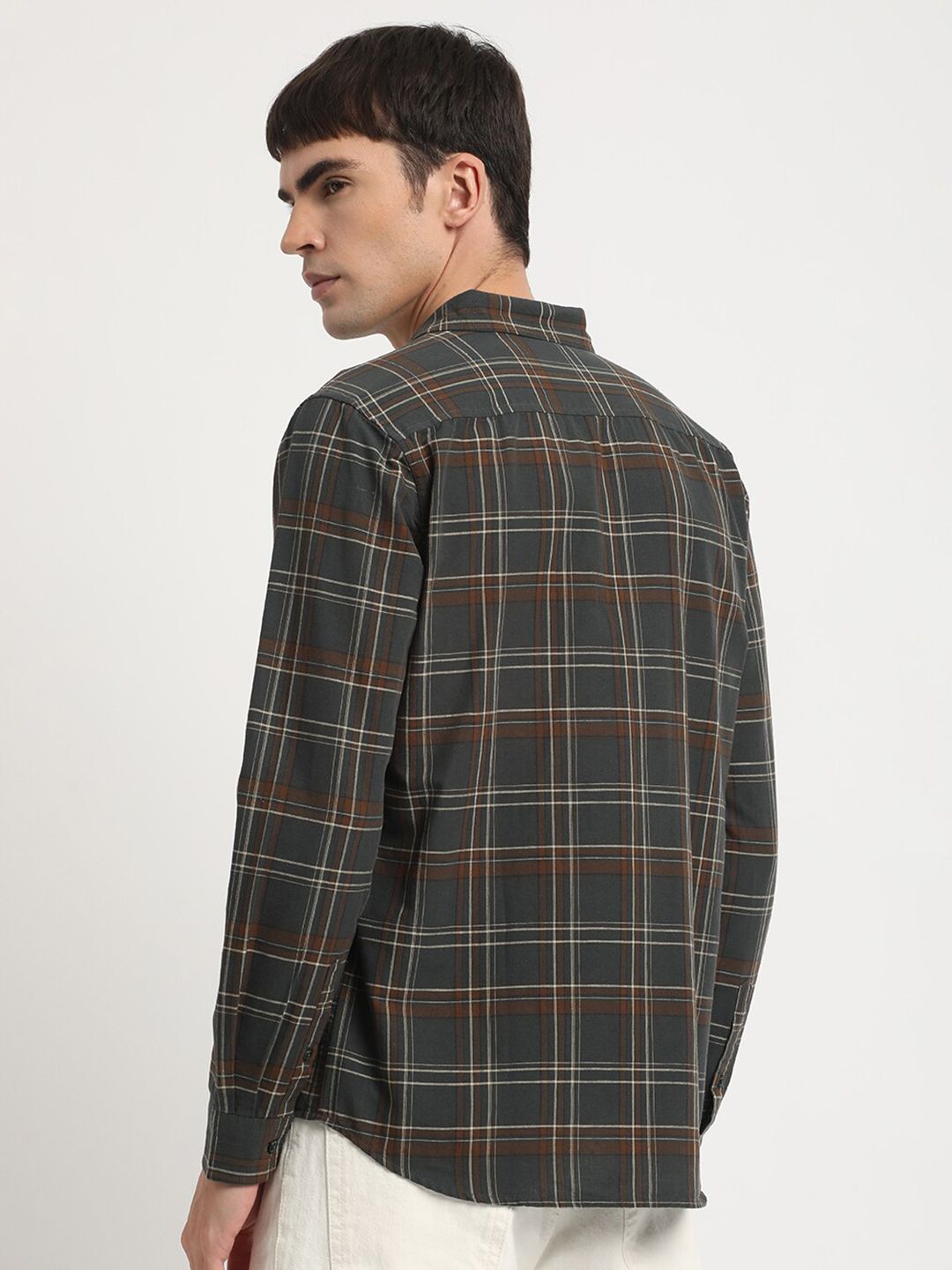 THE BEAR HOUSE Slim Fit Gingham Checked Pure Cotton Casual Shirt