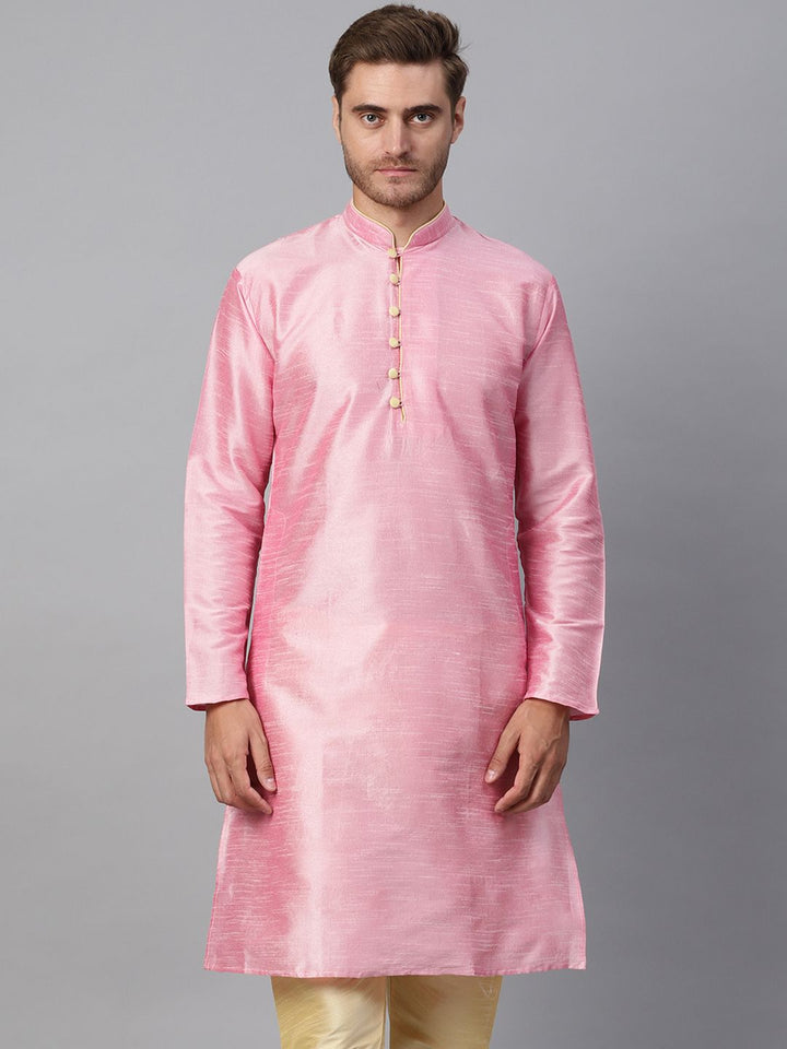 SOJANYA Men Pink Solid Kurta Lurus