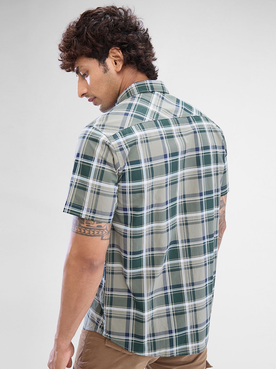 SPYKAR Men Slim Fit Tartan Checks Opaque Checked Casual Shirt