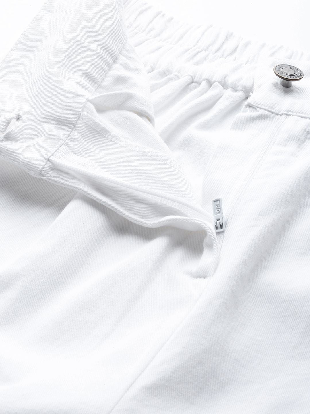 SASSAFRAS Women White Twill Parallel Trousers