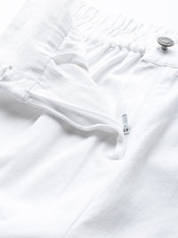 SASSAFRAS Women White Twill Parallel Trousers