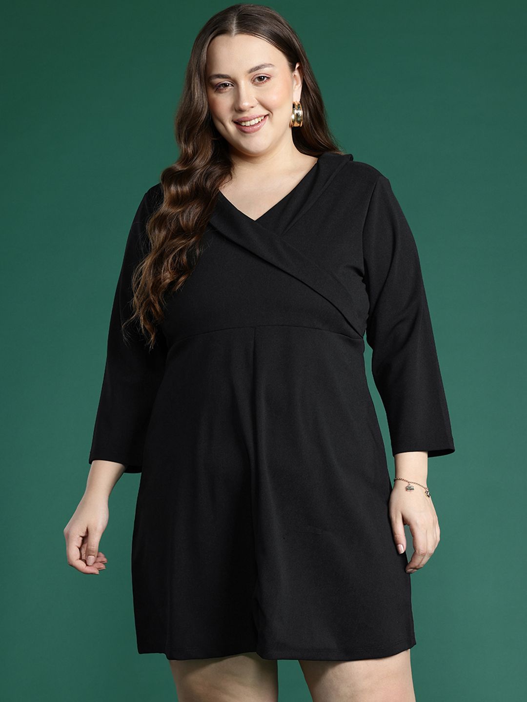 DressBerry Plus Size Layered Fit & Flare Mini Dress