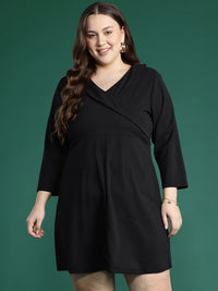 DressBerry Plus Size Layered Fit & Flare Mini Dress