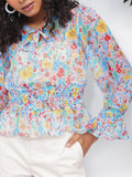Dressberry Floral Fest Smocked Semi Sheer A-Line Top