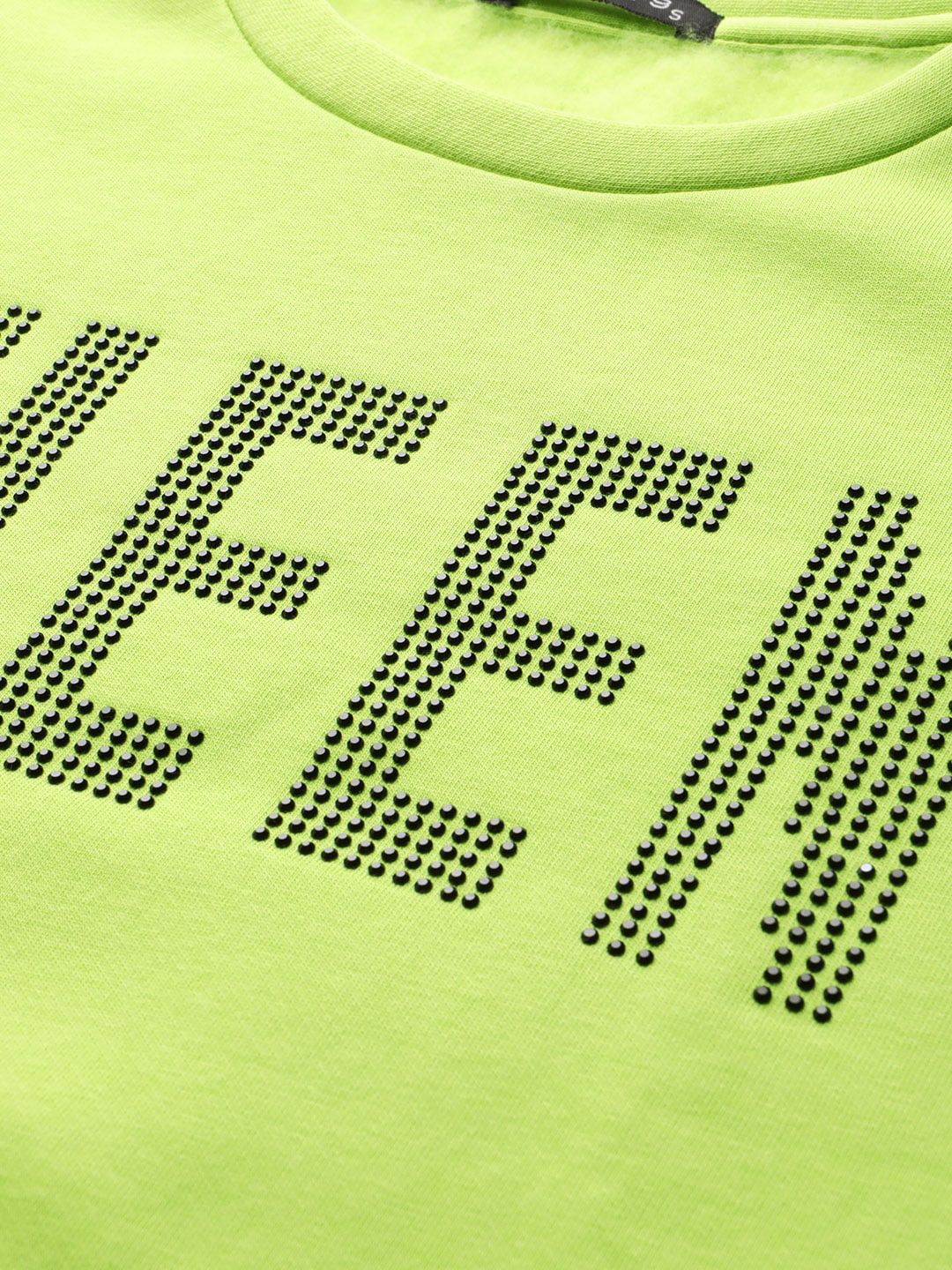 STREET 9 Women Fluorescent Green Printed Sweatshirt