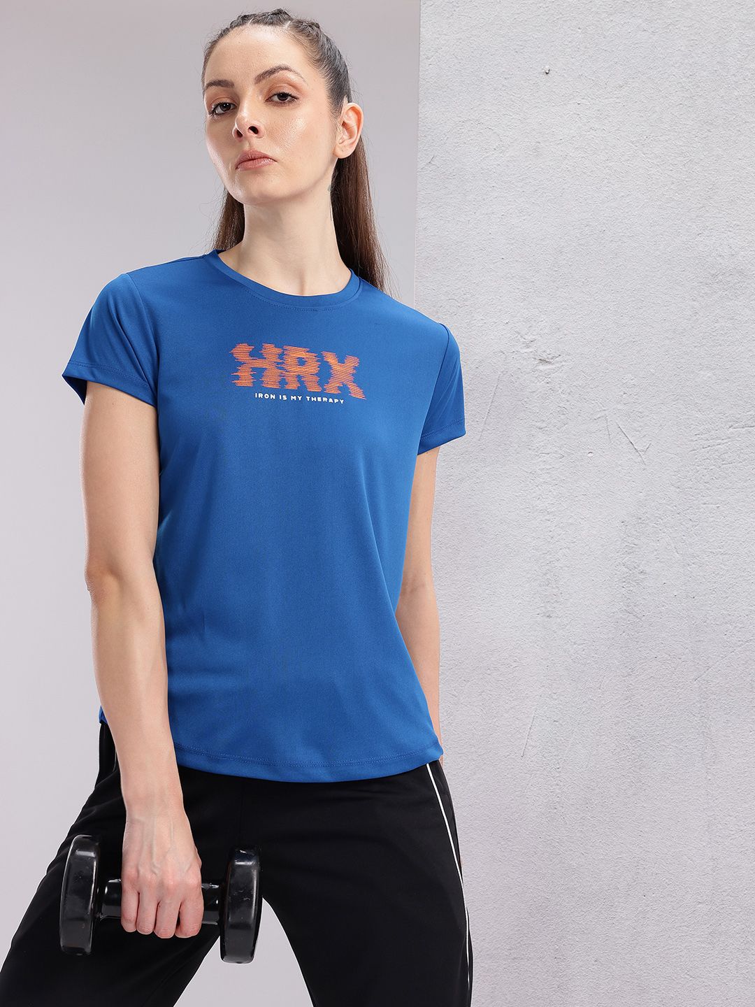 HRX by Hrithik Roshan Couple Collection Brand Logo Printed Rapid-Dry Training T-shirt
