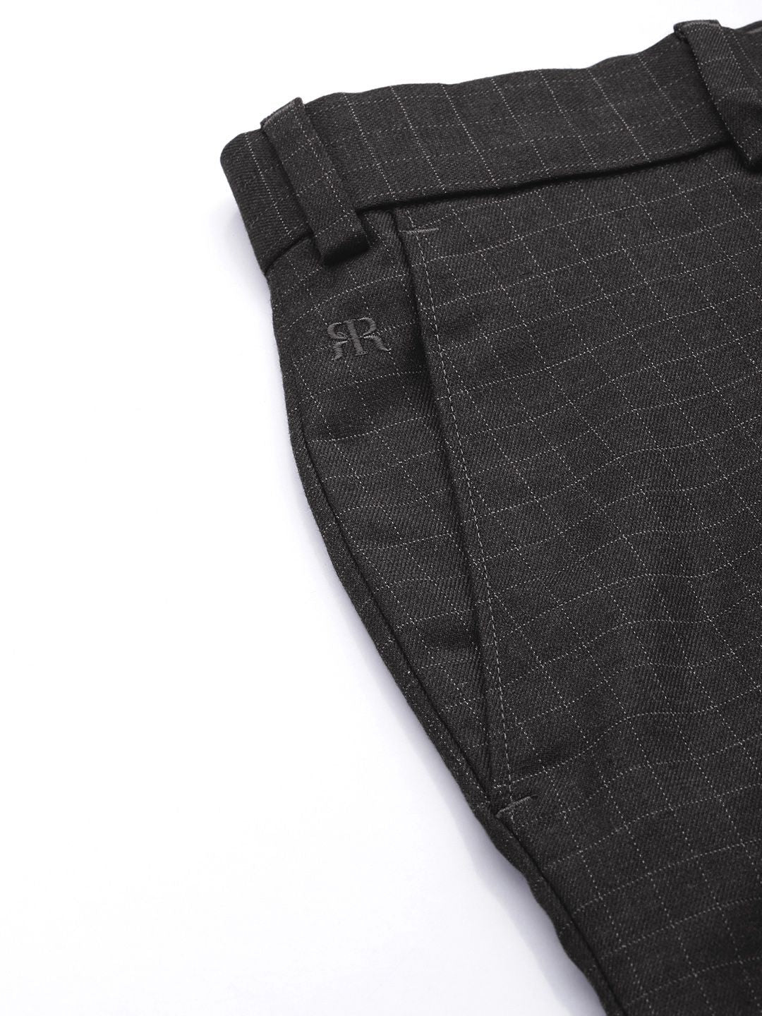 Raymond Men Mid-Rise Slim Fit Checked Formal Trousers