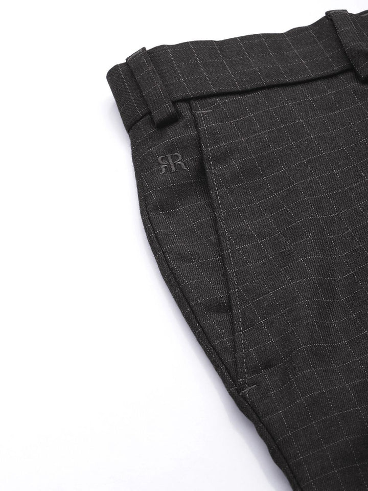 Raymond Men Mid-Rise Slim Fit Checked Formal Trousers